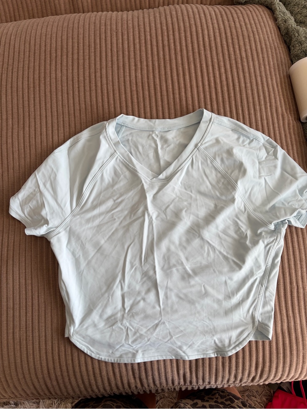 lululemon athletica Light Blue V-Neck Short Sleeve Top
